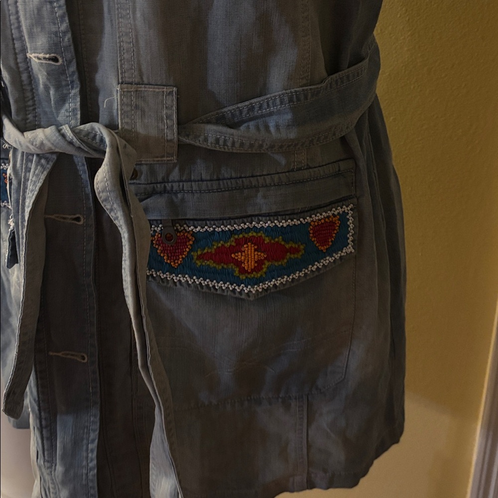 Double D Ranch Blue Denim Vest or Mini Dress with beading and Embroidery - Picture 4 of 10